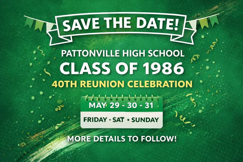 Save the Date - PHS Class of 1986 40th Reunion Celebration - May 29-30-31
